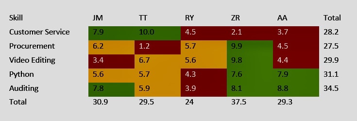 Skills Matrix Example