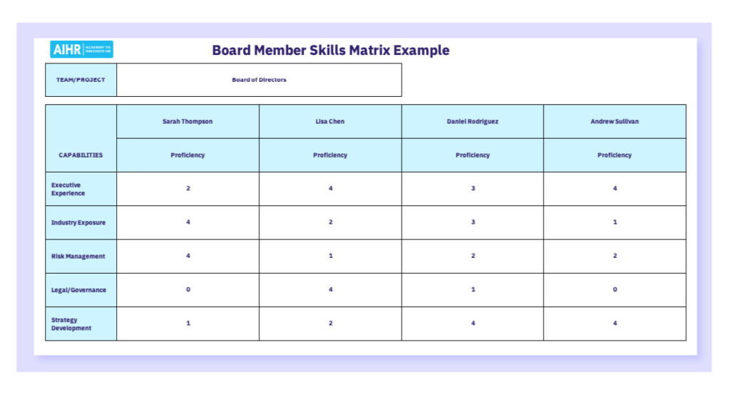 Board Member Skills Matrix Example