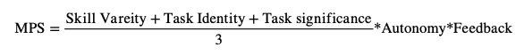 Motivational potential formula for job design