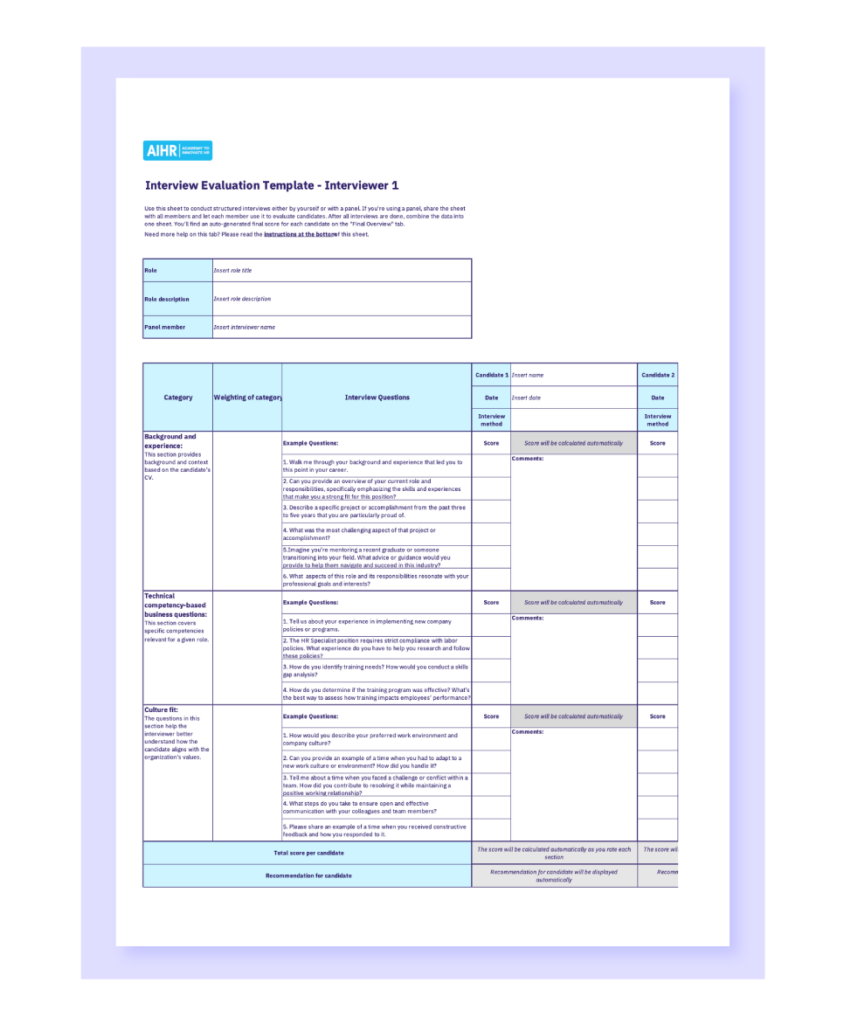  Interview Evaluation  Form Example