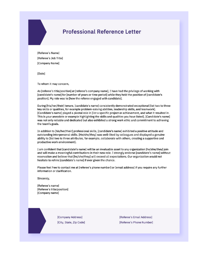 Professional Letter of Recommendation Sample