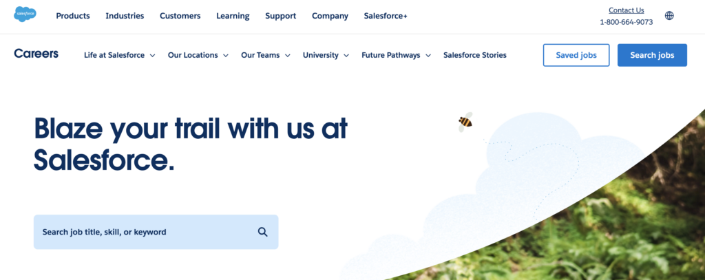 Salesforce's career page on their online website. 