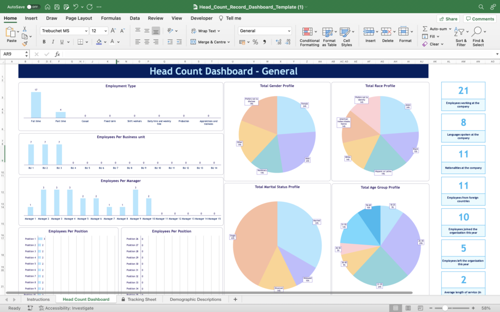 AIHR's Head Count Dashboard Tool